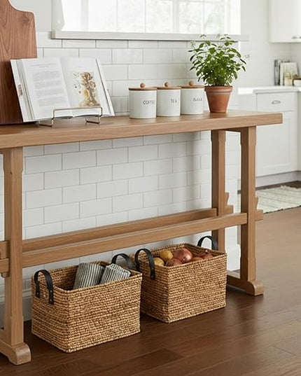 chairus 59" Long Console Table Farmhouse Narrow Sofa Table with Crossbar Solid Wood Entryway Table for Living Room/Hallway/Entrance, Natural