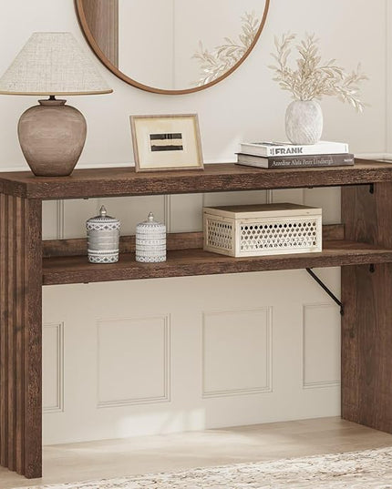 BON AUGURE Entryway Table, Console Table Behind Couch, Wood Sofa Tables with Shelf for Living Room, Farmhouse Entry Tables for Hallway Foyer (Rustic Oak, 47 Inches)
