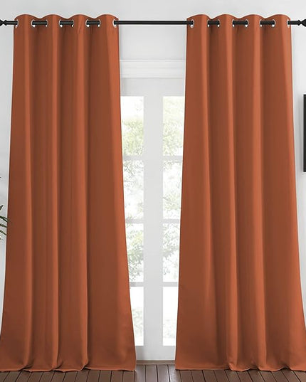 NICETOWN Blackout Living Room Curtain 108 inches Length - Grommet Thermal Insulated Cold & Heat Blocking Window Treatment Sound Reducing Drape for Bedroom (Burnt Orange, 1 Panel, W52 x L108)
