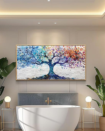 ERQINHUA Large Canvas Wall Decor Art For Bedroom Wall Art For Living Room Wood Framed Modern Restaurant Office Colorful Wall Painting Tree Abstract Pictures Canvas Prints Home Decorations 30x60 In