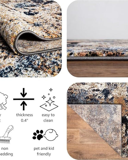 Keen Home Design Area Rugs - 9x12 Non-Shedding, Abstract Rugs for Kitchen, Living Room, Bedroom, Dining Room, Entryway - Size: 9'2" x 11'11", Multi