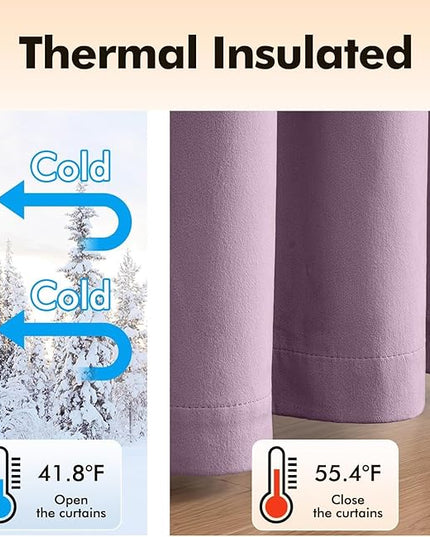 MIULEE Velvet Curtains Lavender Light Purple Elegant Grommet Thermal Insulated Soundproof Room Darkening Curtains/Drapes for Classical Living Room Bedroom Decor 52 x 84 Inch Set of 2