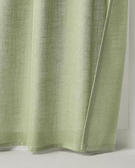 MIULEE Sage Green Kitchen Curtains 30 Inch Length 2 Panels, Soft Thick Linen Textured Semi Sheer Light Filtering Short Cafe Tier Curtains for Small Half Window Bathroom Laundry Back Tab Rod Pocket