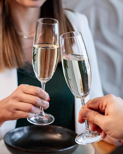 Krosno Crystal Champagne Flutes, Set of 6, 6.8 oz, Venezia Collection, Lead-Free Glass, Flutes for Prosecco, Sparkling Wine, Champagne and Mimosas, Dishwasher Safe, Made in Europe