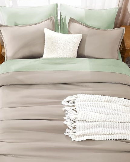 Litanika Oatmeal Twin/Twin XL Comforter Set, 2 Pieces Lightweight Solid Bedding Comforter Set, All Season Fluffy Bed Set (66x90In Comforter & 1 Pillowcase)