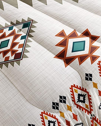 AILONEN Ethnic Geometric Bedding Set Full Size Comforter Set for Boys Girls Adults, Navajo Ornaments Native Americans Tribal Print Quilt Set Soft Breathable 3 Pieces,1 Comforter and 2 Pillowcases