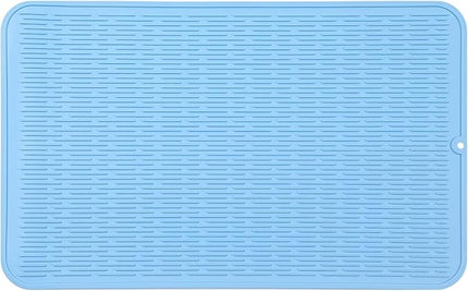 Silicone Dish Drying Mat for Multiple Usage,Easy clean,Eco-friendly,Heat-resistant Silicone Mat for Kitchen Counter or Sink,Refrigerator or Drawer Liner Light Blue 4XL 32 inches x 18 inches