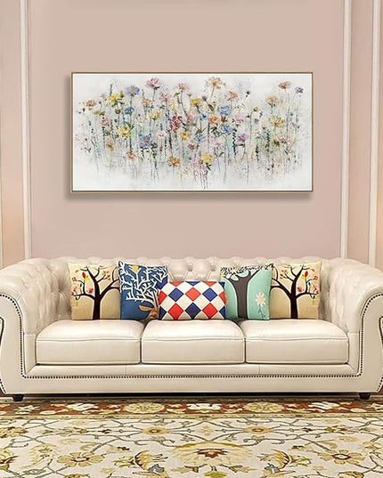 Wall Art Watercolor Wildflowers Canvas Wall Decor for Living Room Bedroom Bathroom Kitchen Office Bar Dining Room Ready to Hang Framed 30x58inch