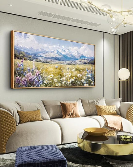 QIYILEXWART Large Wall Art For Bedroom Wall Decor For Living Room Office Decoration Range Grassland Landscape Painting Watercolour Pictures Canvas Artworks Ready To Hang Home Decor Wood Framed
