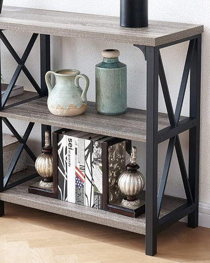 LVB Farmhouse Sofa Table, Rustic Console Table for Living Room, Entryway Table with Storage, Hallway Entry Table for Foyer, Light Grey Oak, 47 Inch
