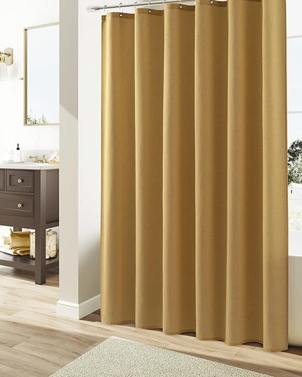 Naturoom 36 Inch Shower Curtain - Stall Narrow Half Linen Ultra Thick Fabric Shower Curtain Set with Hooks, Boho Farmhouse Rustic RV Camper Bath Curtains for Bathroom, Gold, 36x72