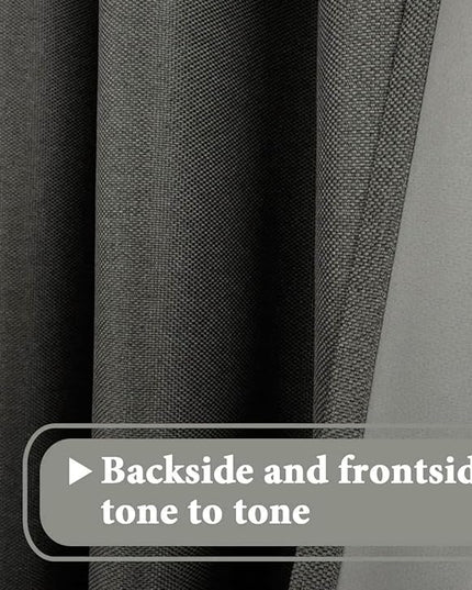 H.VERSAILTEX Linen Blackout Curtain 84 Inches Long for Bedroom/Living Room Thermal Insulated Grommet Linen Curtain Drapes Primitive Textured Burlap Effect Window Drapes 1 Panel, Heather Charcoal Gray