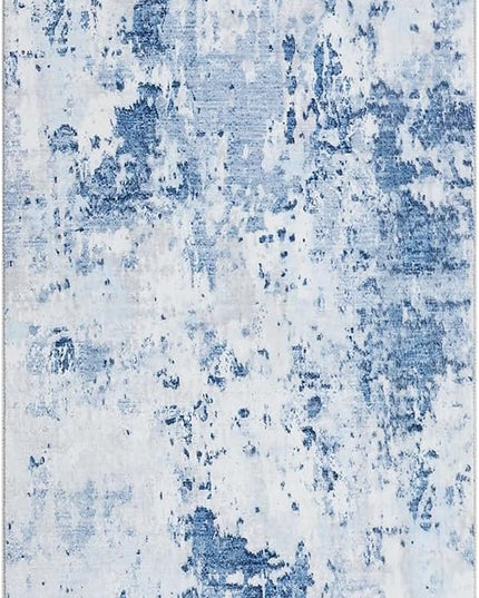 Modern Abstract 2x7 Runner Rug Washable Non Slip Stain Resistant Rug for Hallway Kitchen Bedroom Non Shedding Low Pile Indoor Floor Cover,Light Blue