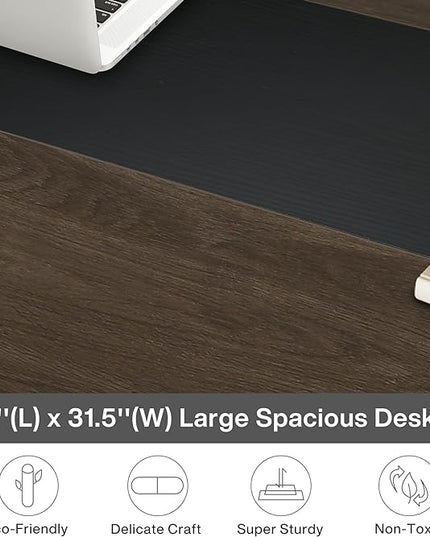 Tribesigns Modern Computer Desk, 63 x 31.5 inch Large Office Desk Computer Table Study Writing Desk Workstation for Home Office, Grey/Black