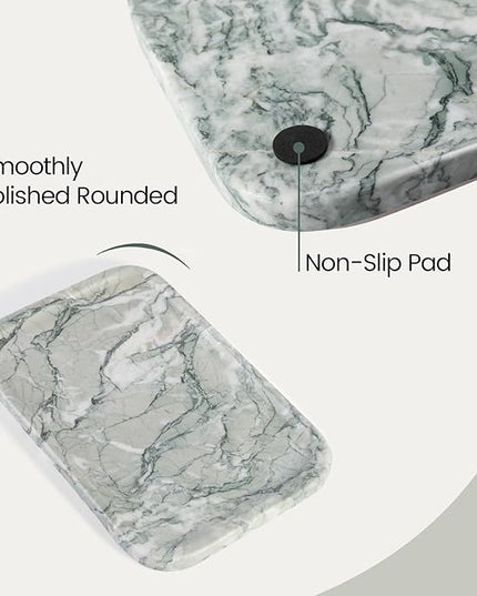 Vanity Tray, Marble Bathroom Tray Countertop, Decorative Dresser Organizer, Green Stone for Perfume Jewelry Holder Storage for Kitchen Sink(Light Green)