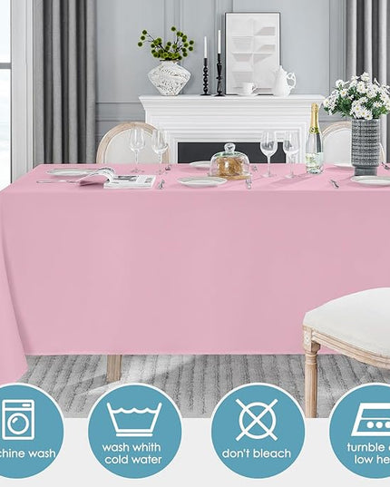 VidaFete 2 Pack 90 * 132inch Rectangle Table Cloth Polyester, Stain Wrinkle Resistant Polyester Dining Table Cover for Kitchen Dinning Party Wedding Rectangular Table Buffet Decoration(Pink)