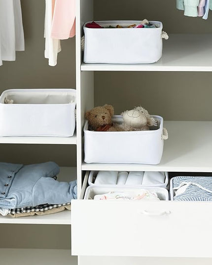 TheWarmHome Storage Basket for Gifts Empty - 11.8x7.8x5.2 inch 1 Pack Fabric Storage Cubes, Nursery Organizers and Storage for Closet Cloth Toy Book (White)