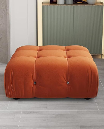 JACH Modern Ottoman Module for Living Room, Cushion Covers Removable, Minimalist Comfy Breathable Ottoman for Living Room Apartment (Orange)