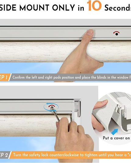 Persilux Smart Motorized Blinds with Remote, No Drill Automatic Roller Shades for Indoor Windows, Light Filtering Linen Fabric, Electric Blinds for Windows, Texture Cream 1703, Custom Size