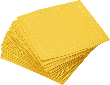 Five Star Cocktail Napkins, 50 Luxury Cotton Disposable Cocktail Party Napkins, 4.5" x 4.5" for Home Bars, Game Nights, Beverages, Birthdays, Weddings & Holidays, Citron
