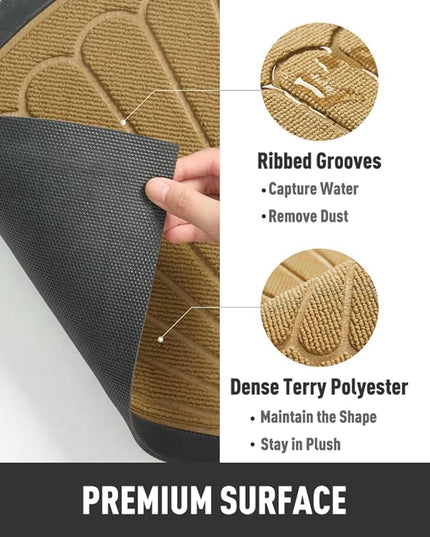 tchdio Door Mat Outdoor Indoor Entrance Doormat-Semicircular Durable Rubber Non Slip Front Door Mat for Outside Inside Entry Entryway Dirt Trapper WelcomeMat for Muddy Paws and Shoes-Yellow 24”x47”