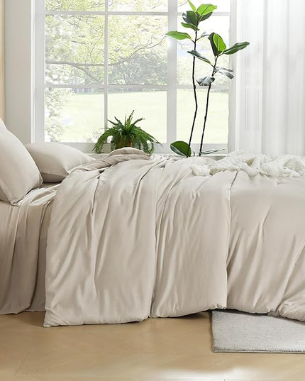 Litanika Comforters Tannish Grey California King Size, 3 Pieces Lightweight Solid Bedding Set & Collections, All Season Fluffy Bed Set (104x96In Comforter & 2 Pillowcases)