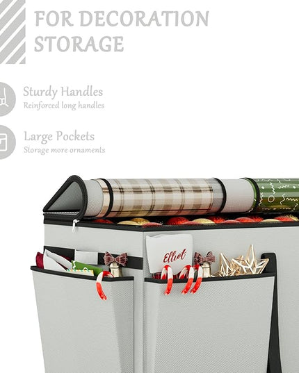 VERONLY Christmas Ornaments Storage Box with Adjustable Dividers - 8 Layers & 128 Compartments, Large Ornament Organizer with Lid for Xmas Decorations, Shatterproof Tray Design, 600D Oxford