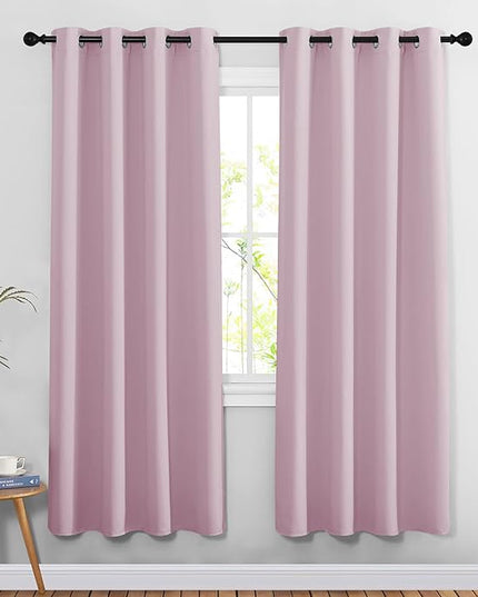 NICETOWN Room Darkening 78 inch Curtains for Doorway 2 Panels, Grommet Light Reducing Thermal Insulated Privacy Door Curtains Window Treatments for Bedroom, Baby Pink, W52 x L78
