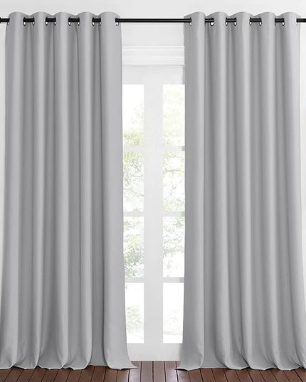 NICETOWN Blackout Long Window Curtain 90 inch Length - Room Darkening Thermal Curtain Grommet Large Window Treatment Light Blocking for Living Room (Siver Grey, 1 Panel, W66 x L90)
