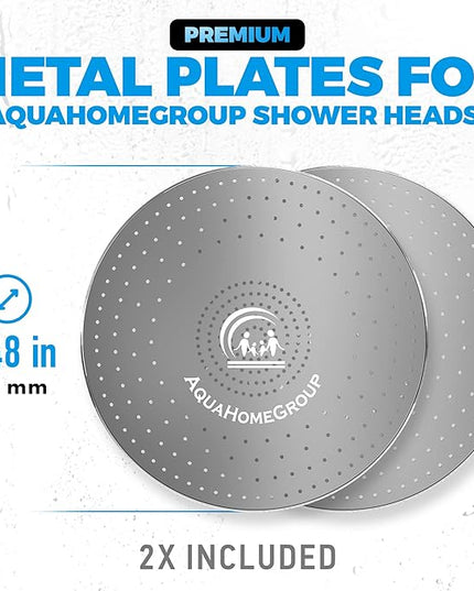 AquaHomeGroup Filtered Shower Head Replacement Spray Plates (Metal, Stainless Steel, 2-Pack)