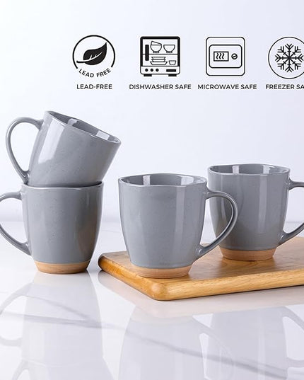 AmorArc 12oz Ceramic Coffee Mugs set of 6, Stylish Coffee Mugs with Rustic Terracotta Underside for Latte/Cappuccino/Milk/Cocoa, Dishwasher&Microwave Safe
