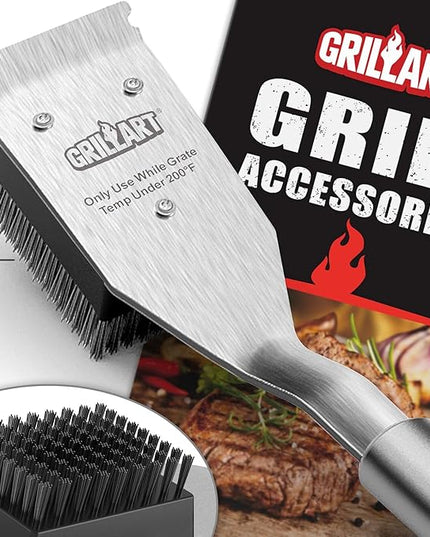 GRILLART Grill Brush and Scraper, Wire BBQ Grill Brush for Outdoor Grill, 16.5” Grill Cleaning Brush BBQ Grill Accessories, Safe Grill Cleaner Brush-Ideal Gift for Men/Dad BBQ Brush for Grill Cleaning