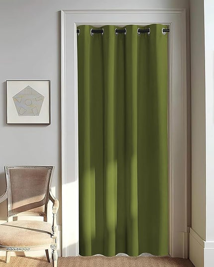 NICETOWN Door Curtain for Closet Doors 80 Inches Long 1 Panel, Blackout Doorway Curtain for Open Closet Bedroom, Room Divider Living Room for Privacy (Olive Green, 1 Panel, 46W x 80L)