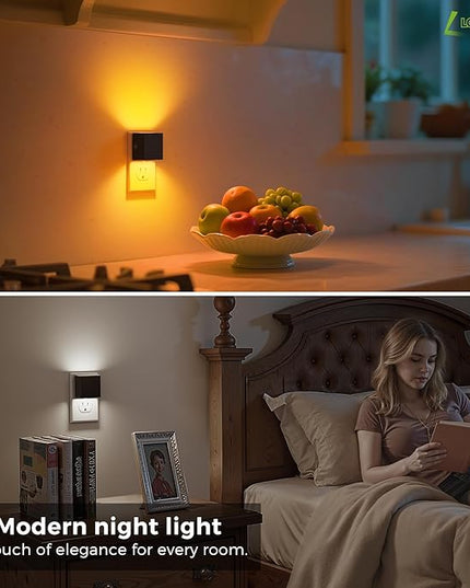 L LOHAS LED Night Lights Plug into Wall,[2-Pack] Plug in Night Light with Dusk to Dawn Sensor,3CCT 1600K/2700K/5000K,Brightness Adjustable,Nightlight for Adults Bathroom Bedroom