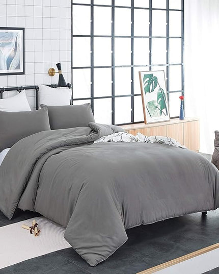 Houseri Dark Grey California King Comforter Set 3 Pieces Solid Gray Bedding Sets Cal King Men Women Comfy Fluffy Plain Grey Comforters Soft Lightweight Deep Gray All Grey Bed Quilts Blankets Cal King