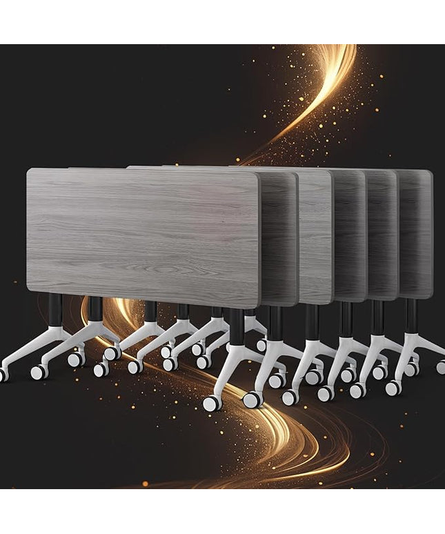 Conference Table, Folding Conference Room Tables, Modern Flip Top Seminar Training Meeting Table with Wheels, Modular Foldable Conference Tables for Home Office Classr (Gray 6 Pack 63inch)