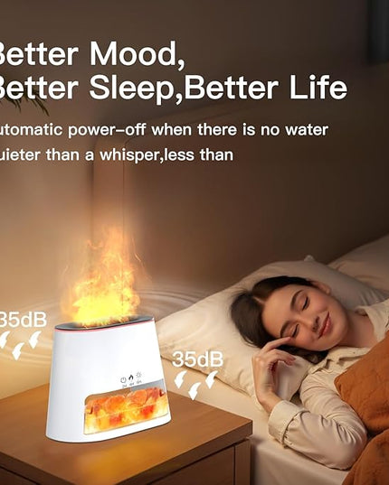 Luxury Himalayan Salt Lamp Humidifier & Aromatherapy Diffuser - 8 Color Mood Lighting w/Remote for Spa, Bedroom, Home Relaxation260ml (White)