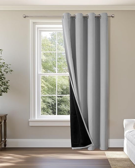 ChrisDowa Custom 100% Blackout Curtains for Bedroom with Black Liner, Double Layers Total Blackout Thermal Insulated Grommet Window Curtains 1 Panel (Custom Size and Color)