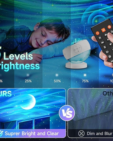 One Fire Northern Lights Projector,16Color Galaxy Projector for Bedroom, 15 White Noise Galaxy Light Projector, 5Moon Star Projector, Bluetooth Aurora Light Projector, Remote Timer Star Lights
