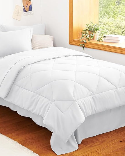 CozyLux Twin Comforter Set with Sheets White - 5 Pieces Bed in a Bag Twin, All Season Bed Set for Girls and Boys, Bedding Set with Down Alternative Comforter, Sheets, Pillowcase & Sham
