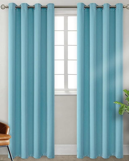 BGment Blackout Curtains - Grommet Thermal Insulated Room Darkening Bedroom and Living Room Curtains, Set of 2 Panels (52 x 95 Inch, Aqua)