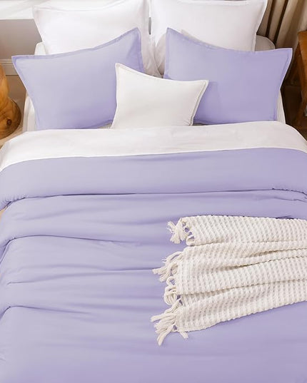 Litanika Lavender Purple Comforter King Size, 3 Pieces Lightweight Solid Bedding Comforter Set, All Season Fluffy Bed Set (104x90In Comforter & 2 Pillowcases)