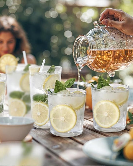 Liacere Drinking Glasses Set of 8, 17 oz Highball Plastic Glasses & 14oz Cocktail Plastic Glasses Set, Kitchen Water Glasses Cup, Bar Tumbler Glassware Set for Beer, Juice, Cocktail, Whiskey, Milk