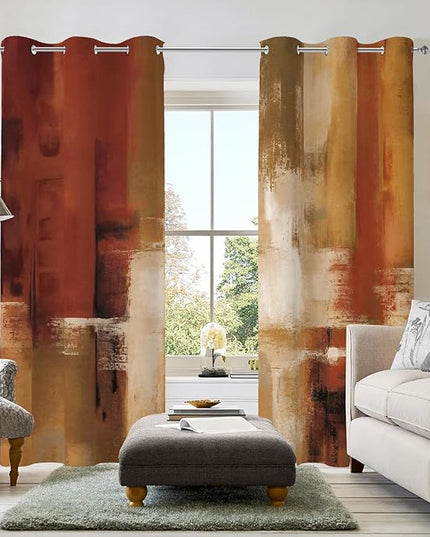 Asuexpect Burnt Orange Curtains 2 Panels Abstract Rust Curtain Room Darkening Grommet Window Drapes Modern Decorative Window Treatments for Bedroom Living Room, 42x84 Inches