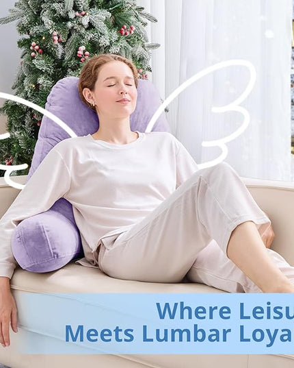 Sasttie 25-inch Reading Pillows for Sitting in Bed Adult, Jumbo Velvet Back Pillow Bed Sitting Up, XL High Back-Rest Support Cushion for Sit Up on Couch & Floor, Oeko-Tex Certified, Lavender