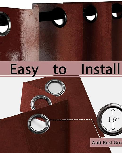 Asuexpect Red Curtains 2 Panels Abstract Rust Curtain Room Darkening Grommet Window Treatments Modern Decorative for Bedroom Living Room, 52x84 Inches