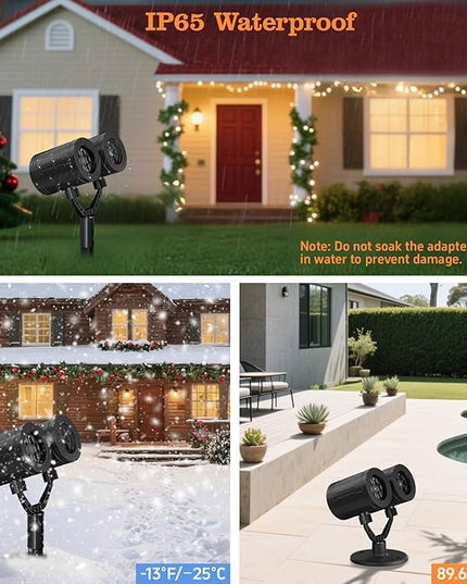 Christmas Projector Lights Outdoor, Dual Head Snowflake Lights Night, Christmas Dynamic Snow Lamp Projection, Xmas Holiday Indoor Party Decor, Waterproof Snow Flake Light Home Decorations