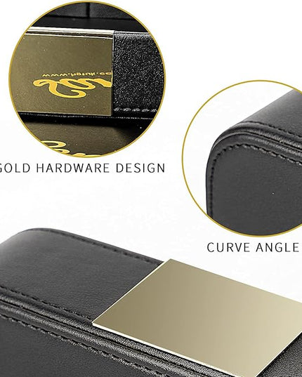 SANZIE Luxury Leather Tray Desktop Storage Catchall Organizer Decorative Tray for Entryway Table to Hold Jewelry Watch Keys Phone Wallet (Metal Glided, Black)