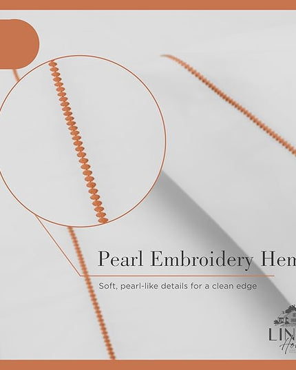 Linen Home 100% Cotton Percale Pearl Stitch Pillowcases Queen/Standard Size, Peach, 2 Pieces of Pillow Case, Crisp and Cool Strong Bed Linen, 20 inches X 30 inches