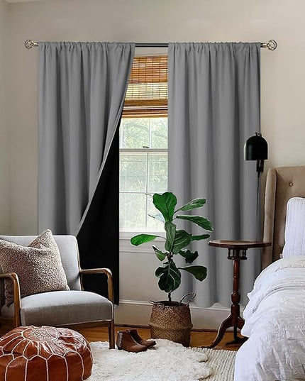 BGment 100% Blackout Curtains for Bedroom 72 Inch Length 2 Panels, Thermal Insulated Room Darkening Curtains Rod Pocket Soundproof Bedroom Living Room Window Curtains, Dove Grey, Each 42 Inch Wide